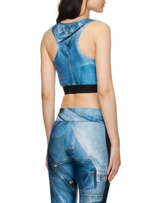 Versace Jeans Blue Patch Denim Crop Top