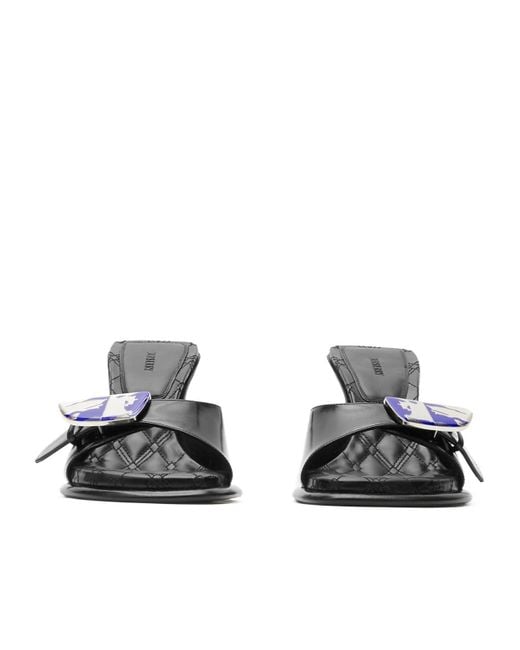 Burberry Black Bay Equestrian Knight Motif Mules