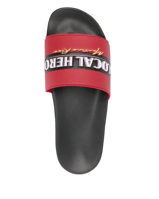 Martine Rose Red Local Hero Slippers for men