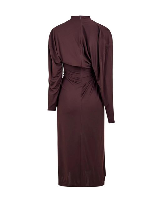 Bottega Veneta Purple Pleated Long-Sleeved Dress