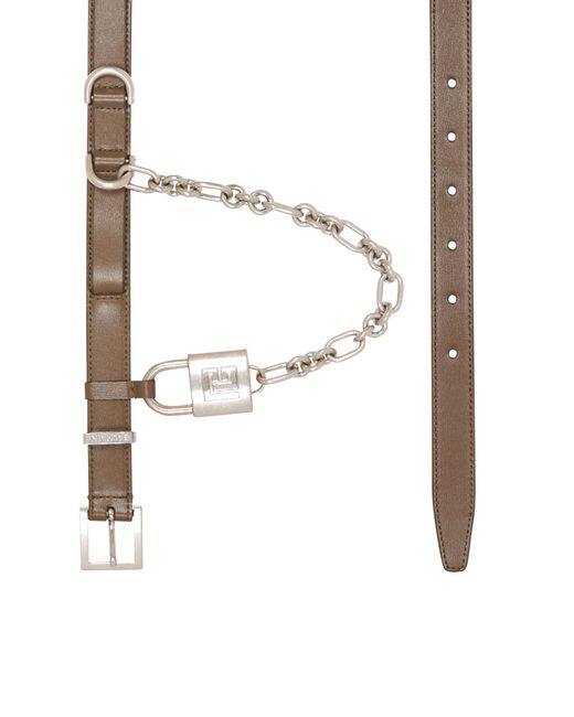 Balmain White Sync Narrow Leather Belt for men