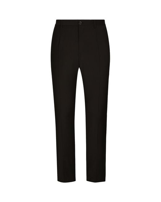 Dolce & Gabbana Black Logo Pleated Dress Pants for men