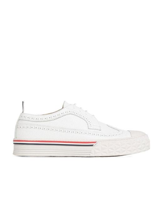 Thom Browne White Tonal Brogue Sneakers for men