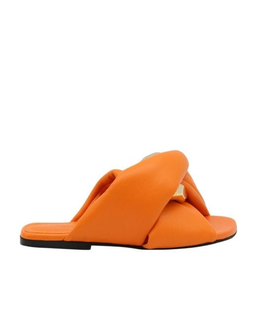 J.W. Anderson Orange Chain Twist Leather Slides
