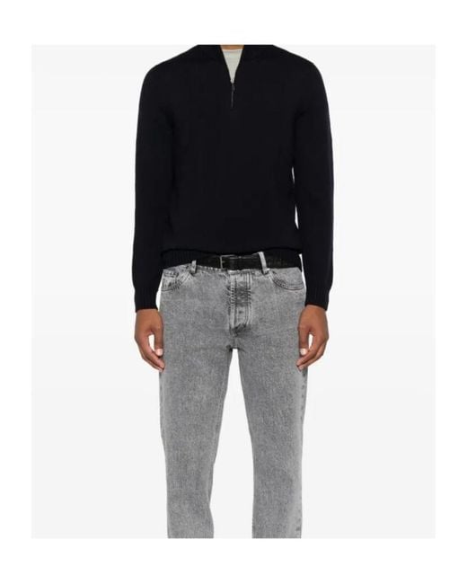 Drumohr Black Mock-Neck Zip Knitwear for men