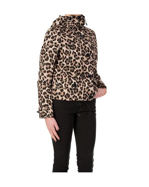 Michael Kors Black Leopard Printed Hooded Coat