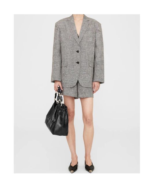 Anine Bing Gray Single-Breasted Blazer