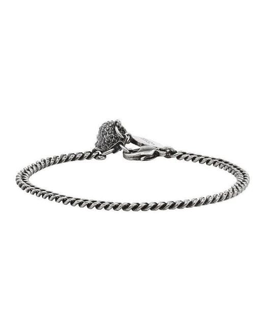 McQueen Metallic Skull Pendant Bracelet