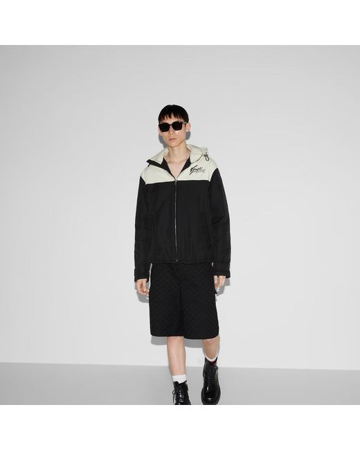 Gucci Black Technical Cotton Canvas Hooded Jacket for men