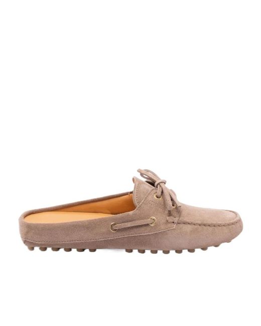 Tod's Brown Glove Gommino Lace-Up Mules