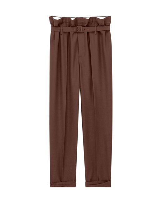 Saint Laurent Brown Pantalon Paperbag En Mohair Et Laine for men
