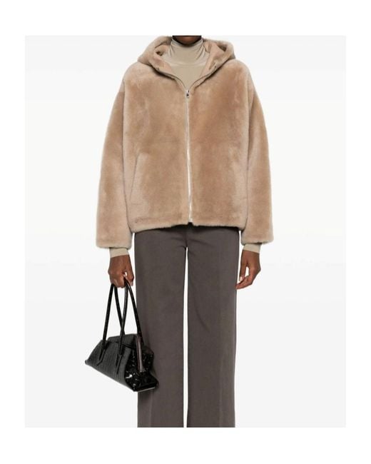 Yves Salomon Natural Hooded Shealing Jacket