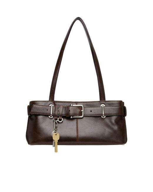 OSOI Brown Key Embellished Shoulder Mini Bag