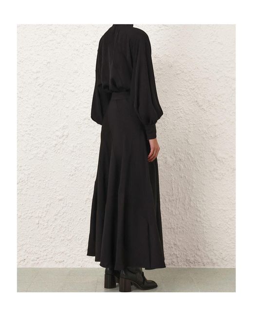 Zimmermann Black Bias-Cut Midi Skirt