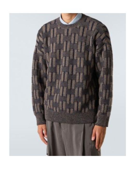 Giorgio Armani Gray Crew Neck Knit Sweater for men
