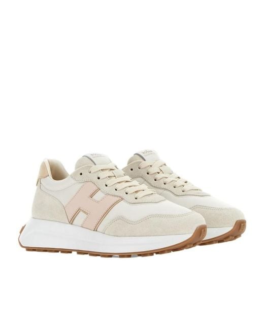 Hogan White Logo Patch Panelled Sneakers
