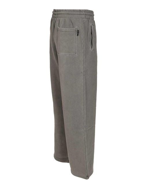 Palm Angels Gray Waist Logo Printed Sweatpants for men