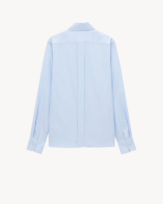 Saint Laurent Blue Cotton Cassandre Oxford Shirt for men