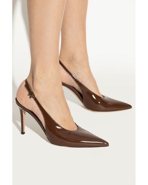 Gianvito Rossi Brown Robbie Pointed Toe Slingback Pumps