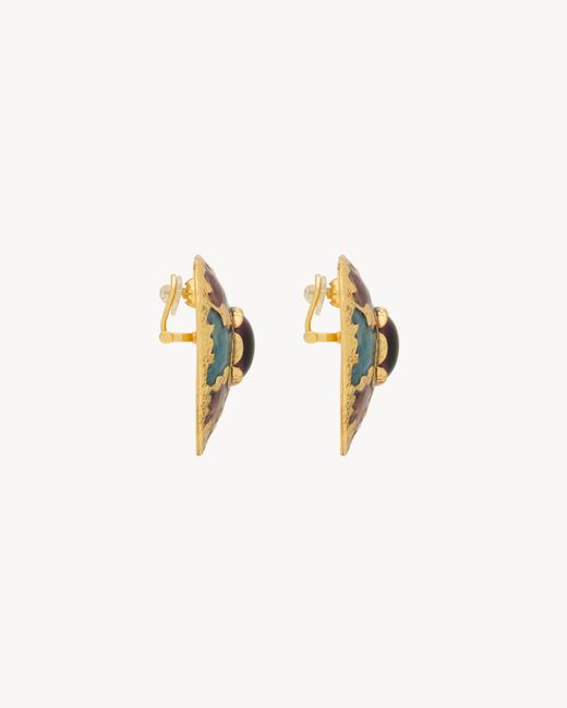 Saint Laurent Metallic Heart Earrings