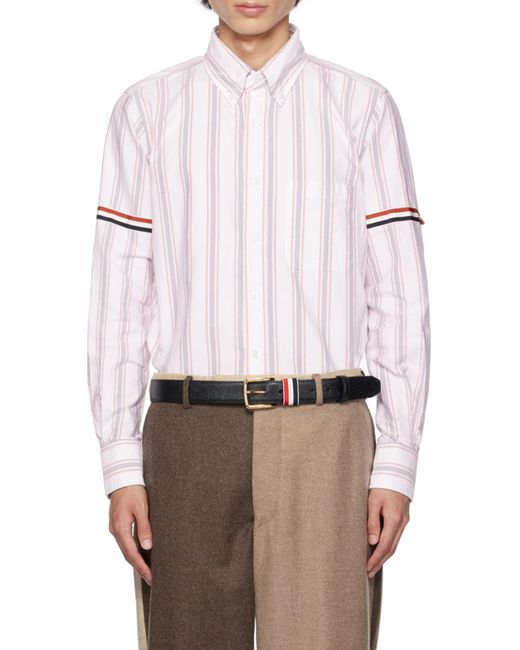 Thom Browne White Stripe Detailed Button-Up Shirt for men