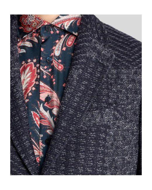 Etro Blue Wool-Blend Patchwork Blazer for men