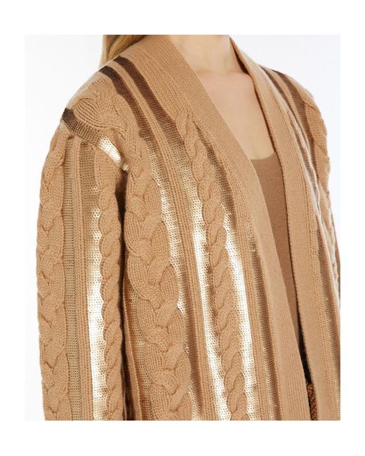Max Mara Natural Mirco Open-Front Long-Sleeved Cardigan