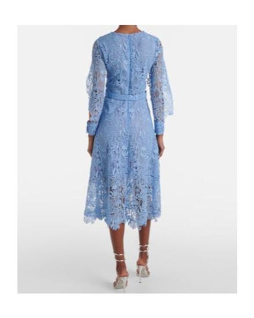 Oscar de la Renta Blue Floral Lace Cocktail Dress