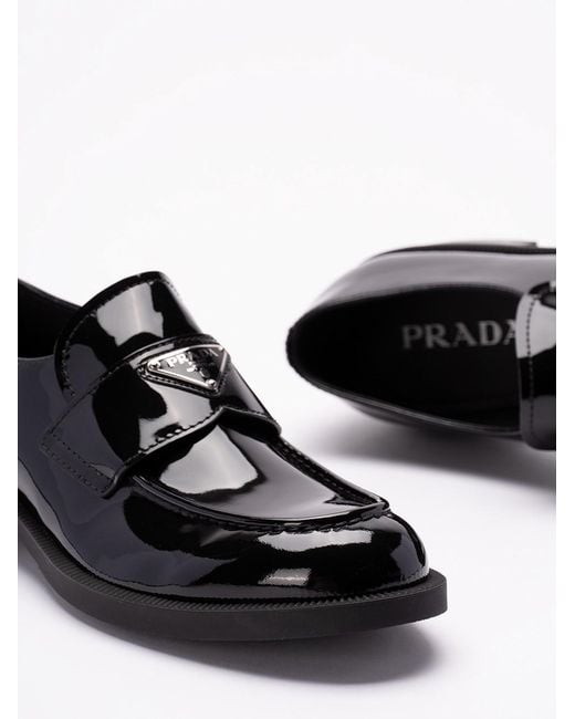 Prada Black Triangle-Logo Slip-On Loafers for men