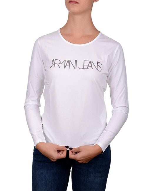 Armani Jeans White Long-Sleeved T-Shirt