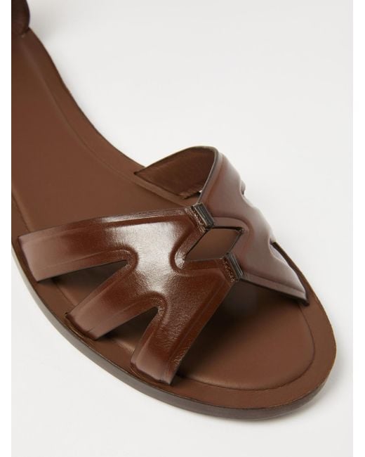 Max Mara Brown Flat Leather Sandals