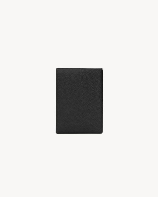 Saint Laurent Black Tiny Cassandre Passport Case for men