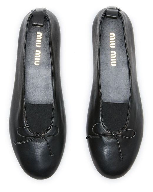 Miu Miu Black Leather Ballet Flats