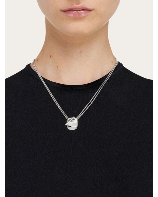 Ferragamo White Ferragamo Vara Necklace