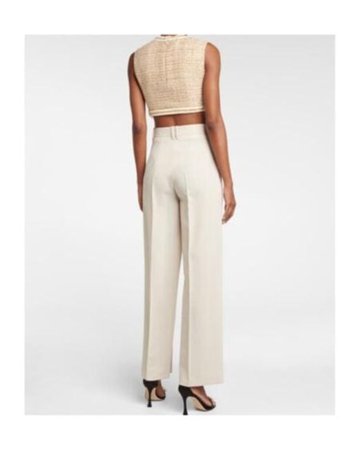 Giambattista Valli Natural Embellished Tweed Crop Top