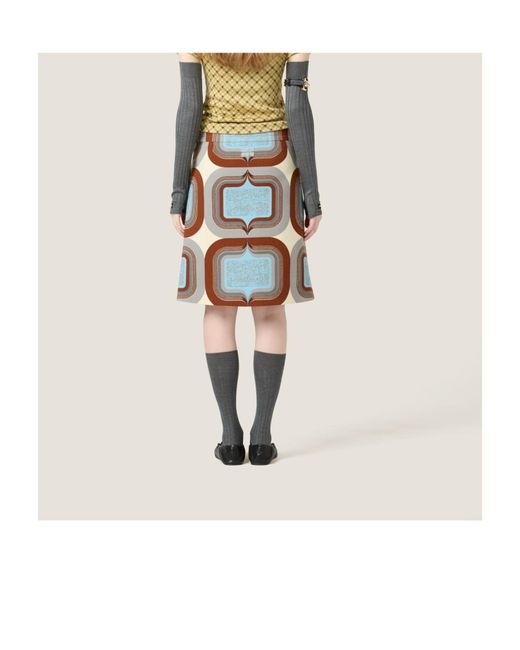 Miu Miu Blue Printed Natté Skirt