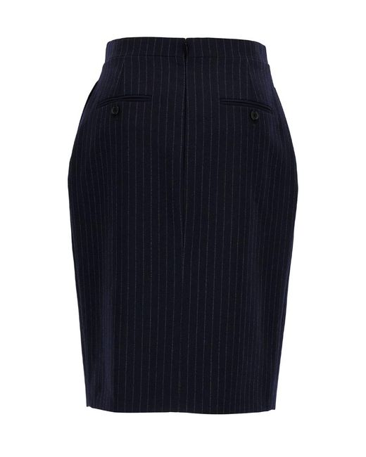Saint Laurent Blue Striped Pencil Skirt
