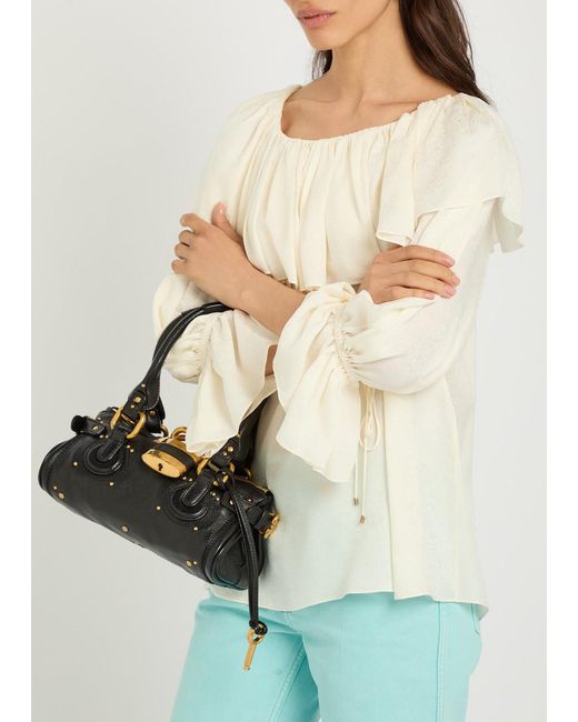 Chloé Black Grain Rivet Shoulder Bag