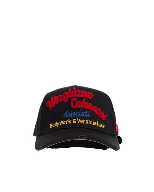 DSquared² Red Distressed Baseball Cap for men