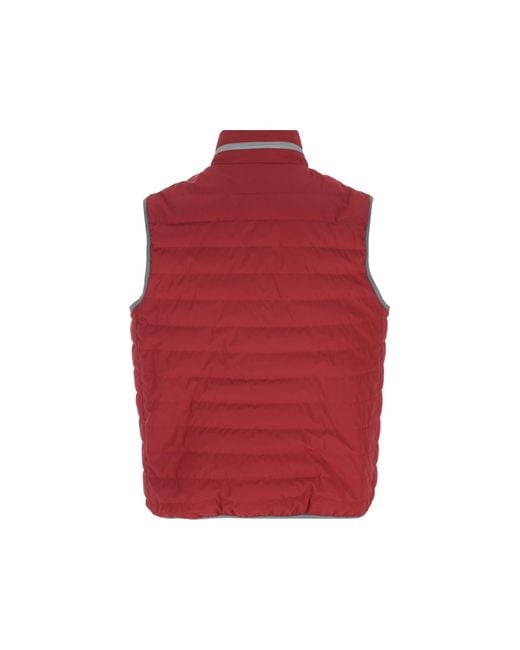 Brunello Cucinelli Red Quilted Zipped Gilet for men