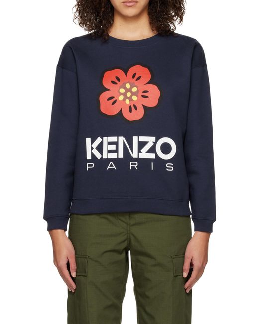 KENZO Blue Logo Printed Crewneck Sweatshirt