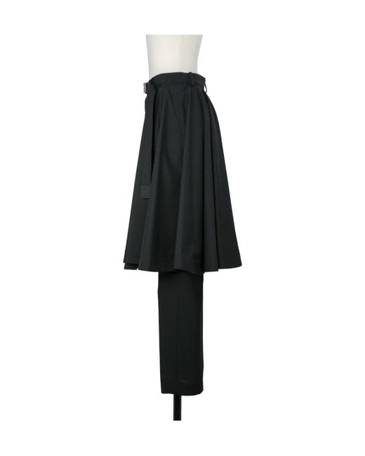 Sacai Black Belted Pleated-Overlay Trousers