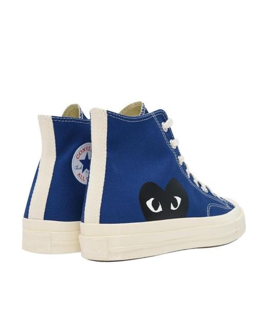 COMME DES GARÇONS PLAY Blue Logo High-Top Sneakers