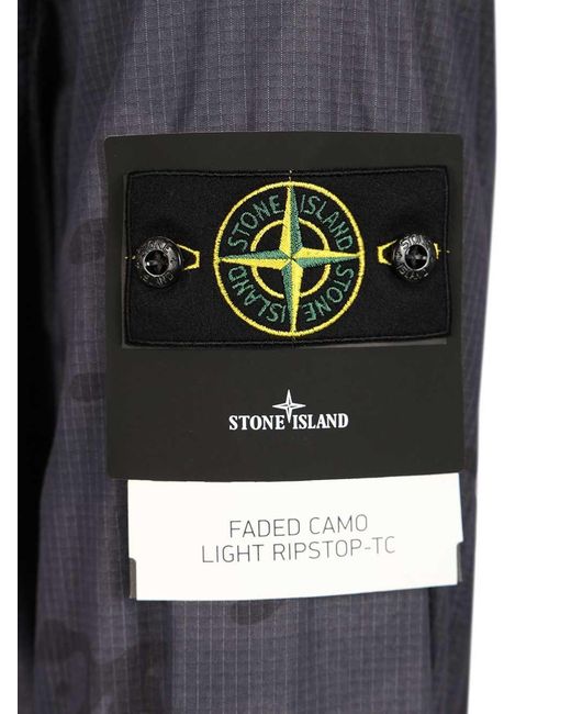Stone Island Gray Faded Camo Ripstop Jacket for men