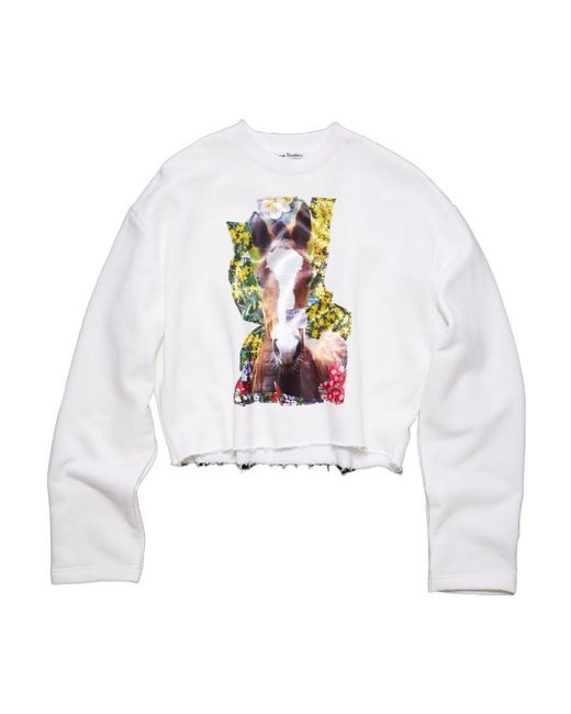 Acne White Digital Printed Sweatshirt