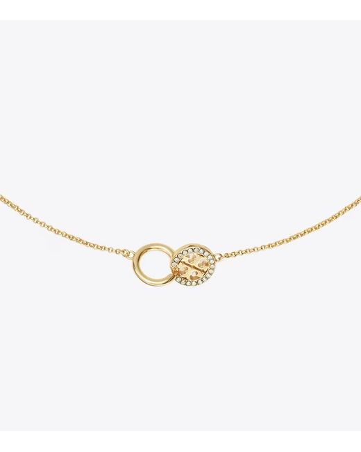 Tory Burch Metallic Logo-Charm Chain Necklace