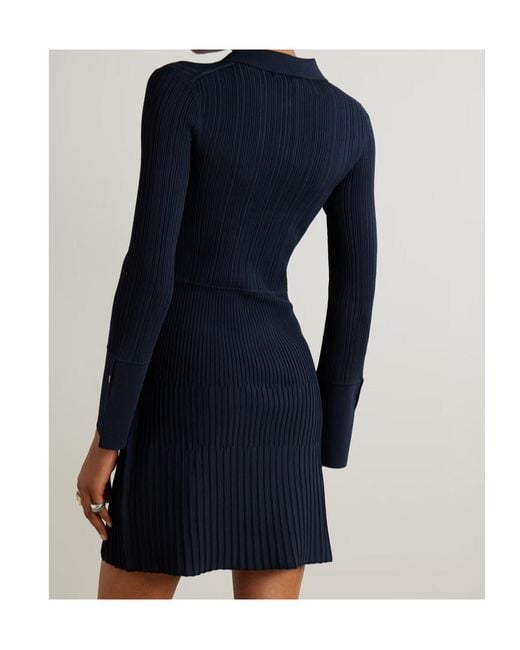 Veronica Beard Blue Lauper Ribbed-Knit Mini Dress