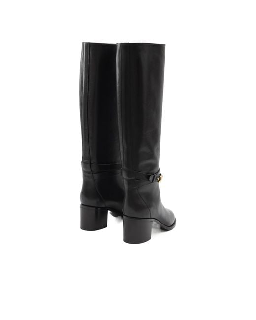 Céline Black Garance Triomphe Strap High Boot