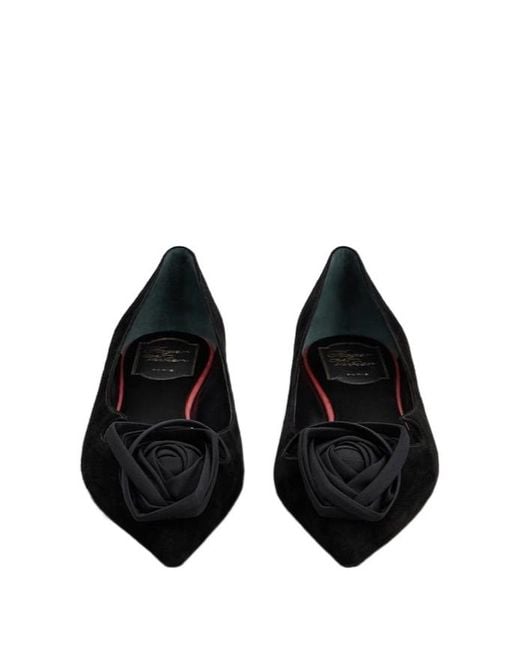 Rodger Cut Out Roger Vivier Cut-Out Detailed Flat Shoes in Black | Lyst