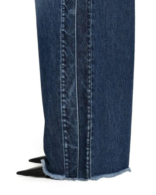 Stella McCartney Blue Frayed Wide Leg Jeans